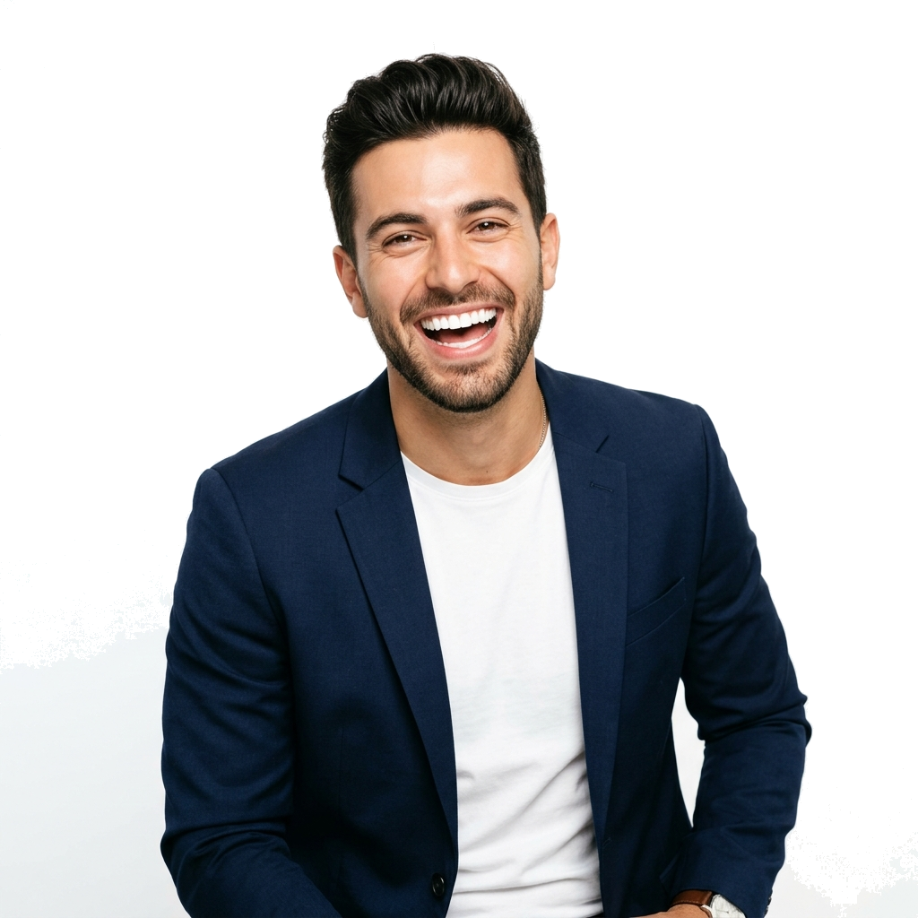 Paciente masculino sonriendo tras tratamiento en BelDent